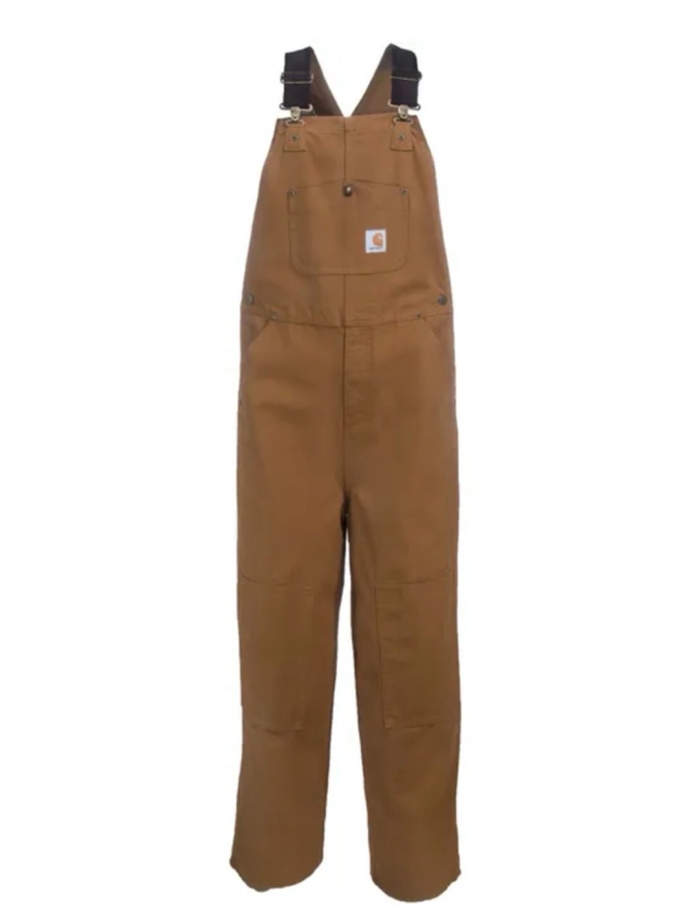 Carhartt Brown Duck Insulated Bib Overalls with Chest Pocket